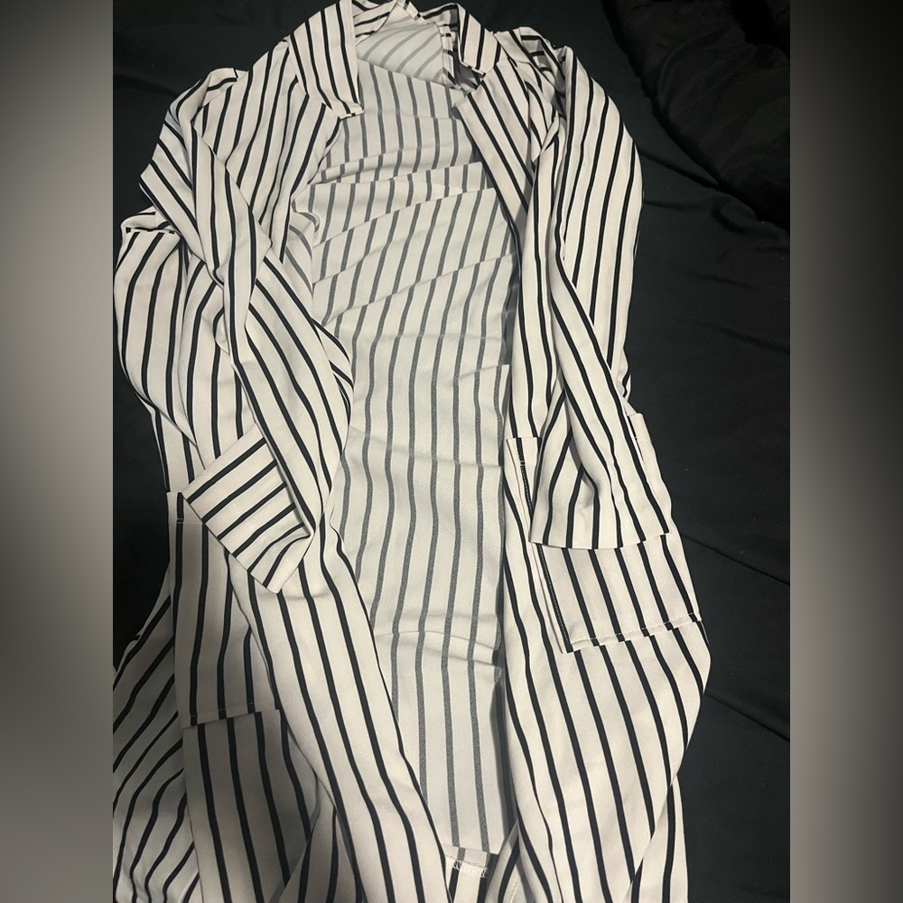 Papaya Navy and White Striped Blazer